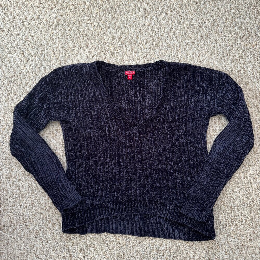 Guess Women's Deep Purple Velvet‎ Sweater Soft Loose Fit XS